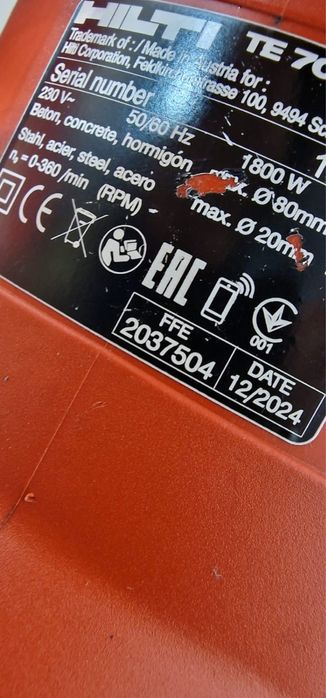 Hilti TE 70 Avr rotopercutor Sds max