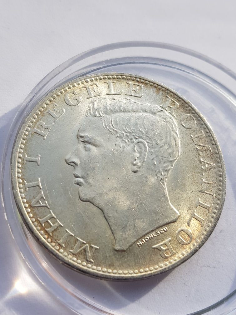 Moneda Romania argint 500 lei 1944 Mihai I AUNC