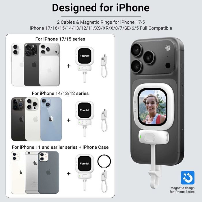 Founist Vlogmate Mini селфи екран за iPhone, Bluetooth дистанционно