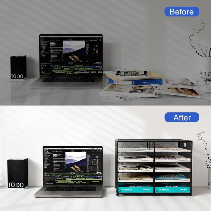 Organizator birou 10 compartimente A4,metalic BLACK,REDUS de la 300RON