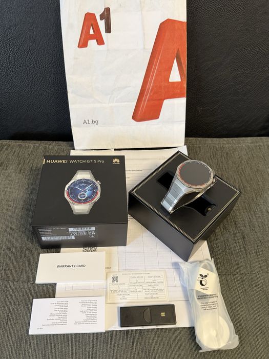 ***Чисто НОВ 46mm Huawei Watch GT 5 Pro Yettel Гаранция 2027 Titanium