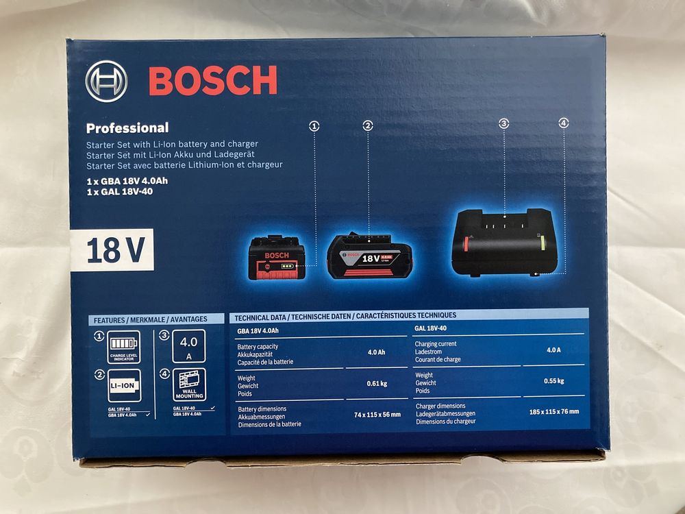 Set Bosch incarcator + baterie 18v . Baterie 4Ah bosch NOU