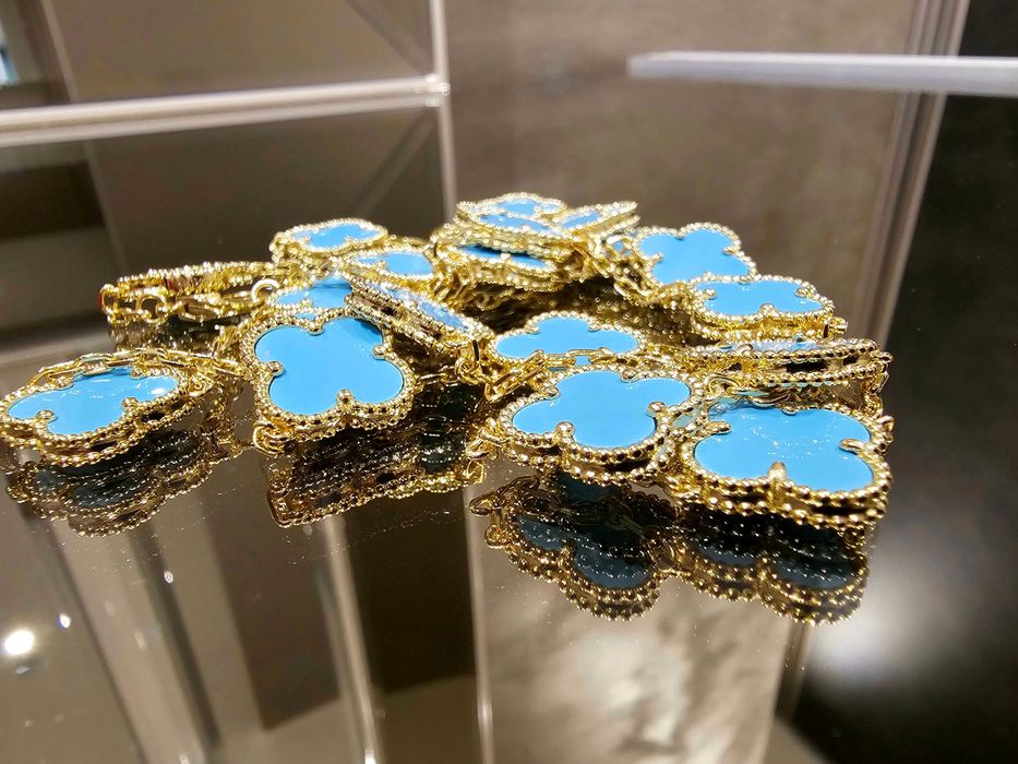 Van Cleef & Arpels VCA Gold Turquoise Agate 20 Alhambra Дамско Колие