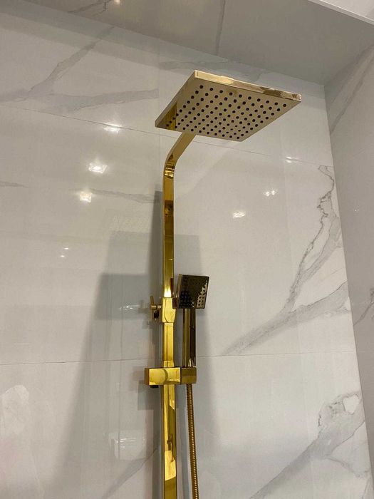Златиста душ колона термостатна - месингова, масивна