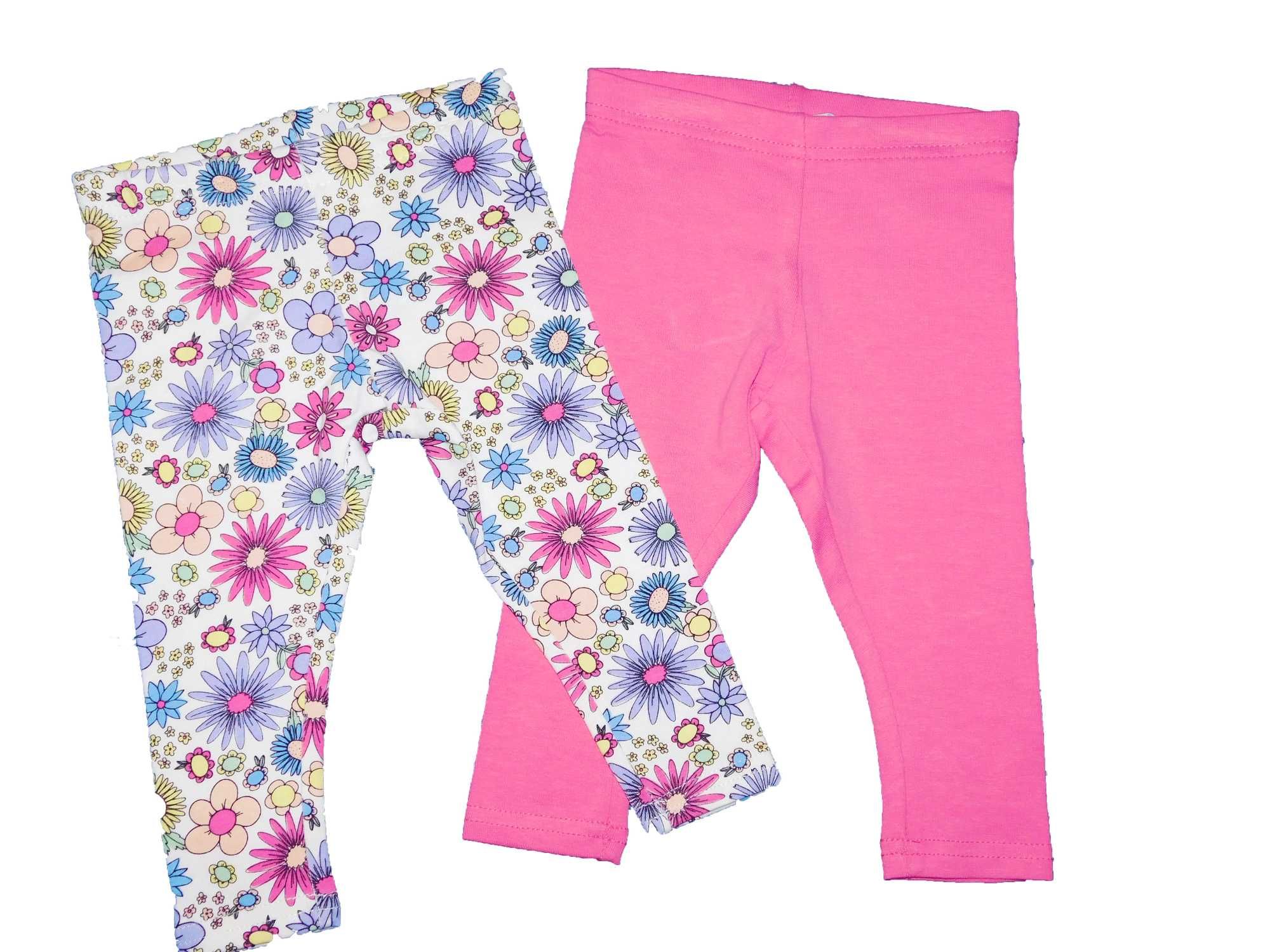Set de 2 perechi de pantaloni cu culori roz si flori pentru bebelus