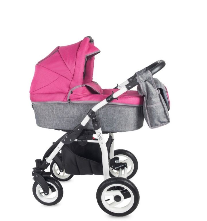 Vand Carucior coccolle Gioia roz plus patut cu baldachin + tricicleta