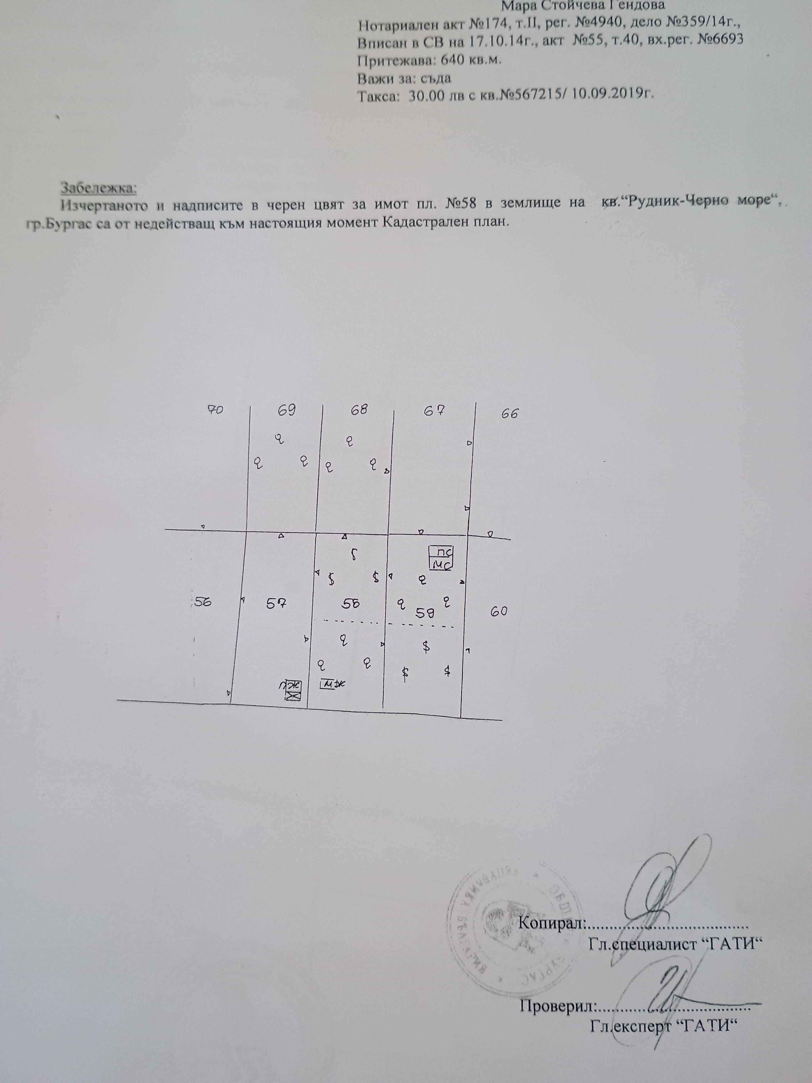 Продавам парцел в кв м.с.Черно море гр.Бургас.