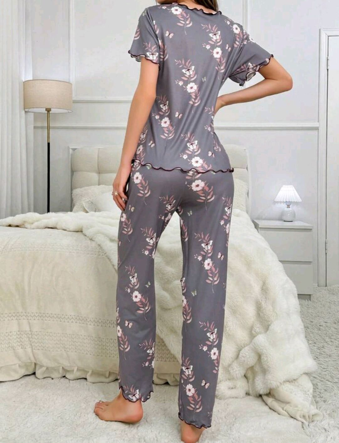 Set De Pijama/top damă Cu Imprimeu floral