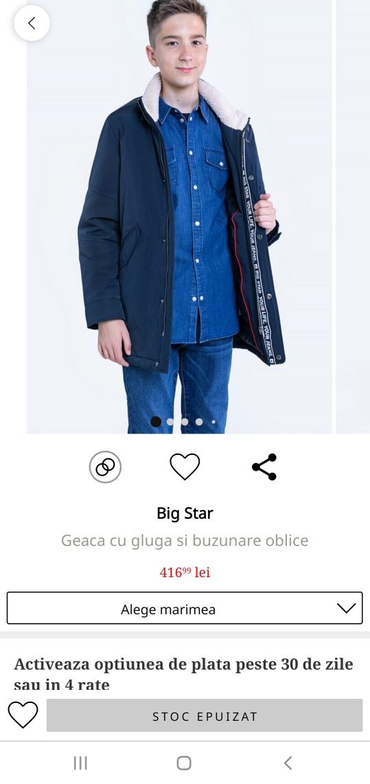 Geaca cu gluga si buzunare oblice Big Star