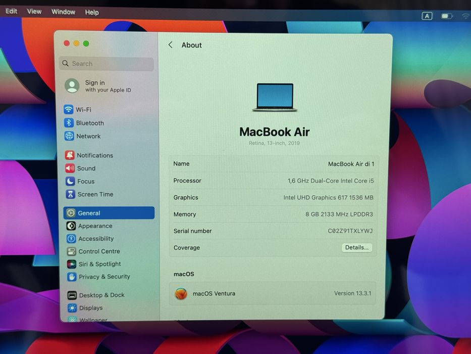 НОВ! Macbook air 13" 2019 1,6GHz i5 8GB Ram 128GB SSD