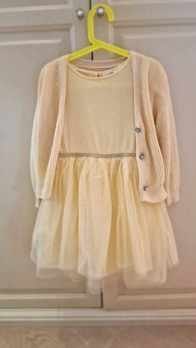 Детска рокля H&M с жилетка Zara 100% памук ръст 122