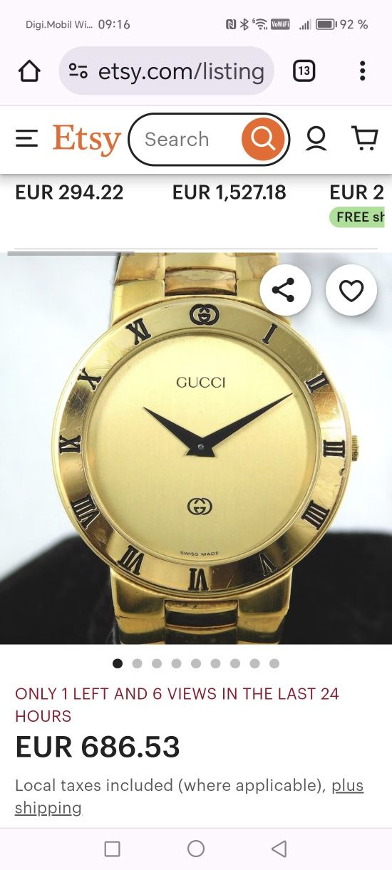 Ceas Gucci 3300M - Quartz Placat cu aur