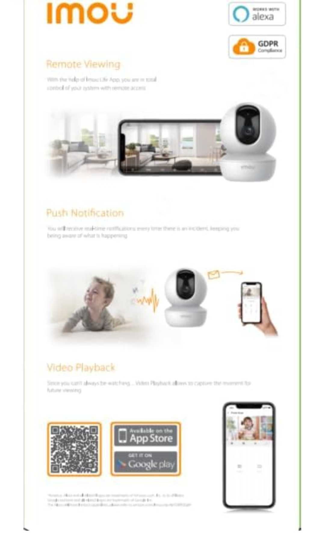 Камера Imou Ranger SE FHD 1080p 360 въртяща се IP WiFi Нощно виждане