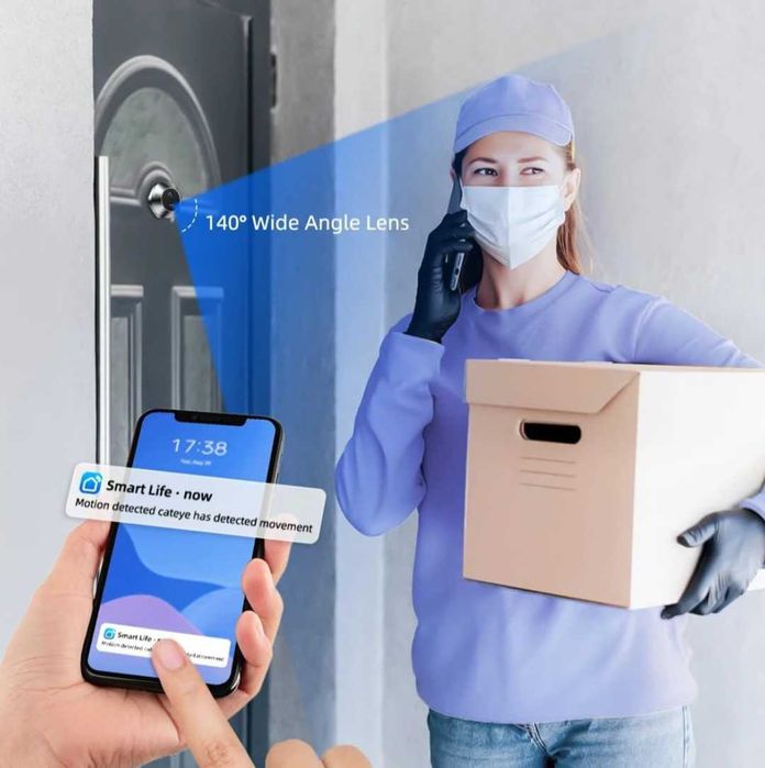 WIFI Видеошпионка за врата с батерия 3MP MicroSD32GB с видеокамера