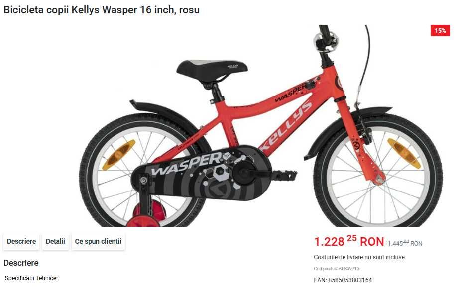 Bicicleta copii Kellys Wasper 16"