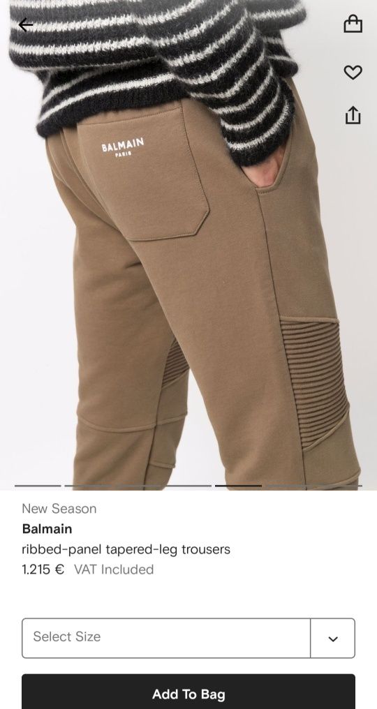 Balmain ribbed-panel tapered-leg trousers