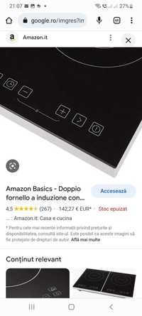 Индукционен котлон Amazon Basics 3500 W, черен
