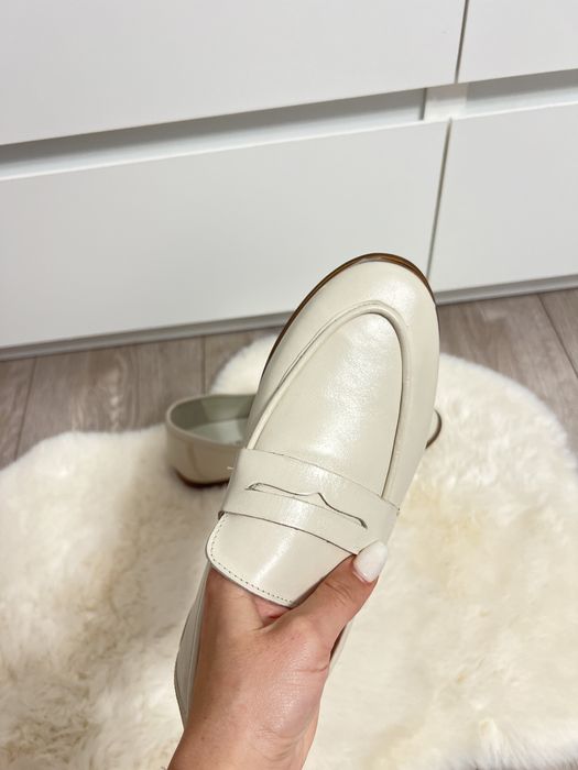 Mocasini din piele naturala Mercato di Fioro crem marime 37