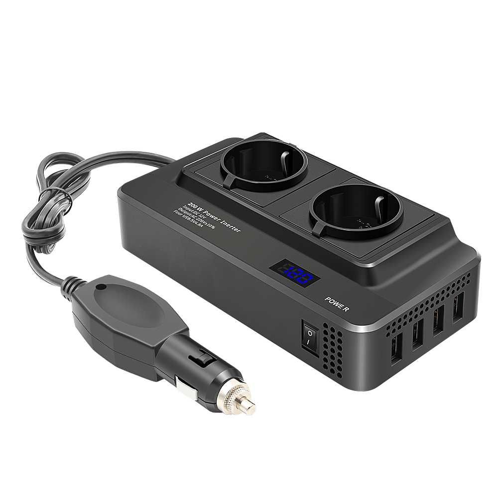 Инвертор за кола 200W 12V към 220V + 4 * USB