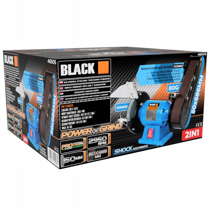 Polizor de banc 250W piatra disc 150mm si cu banda (46505)