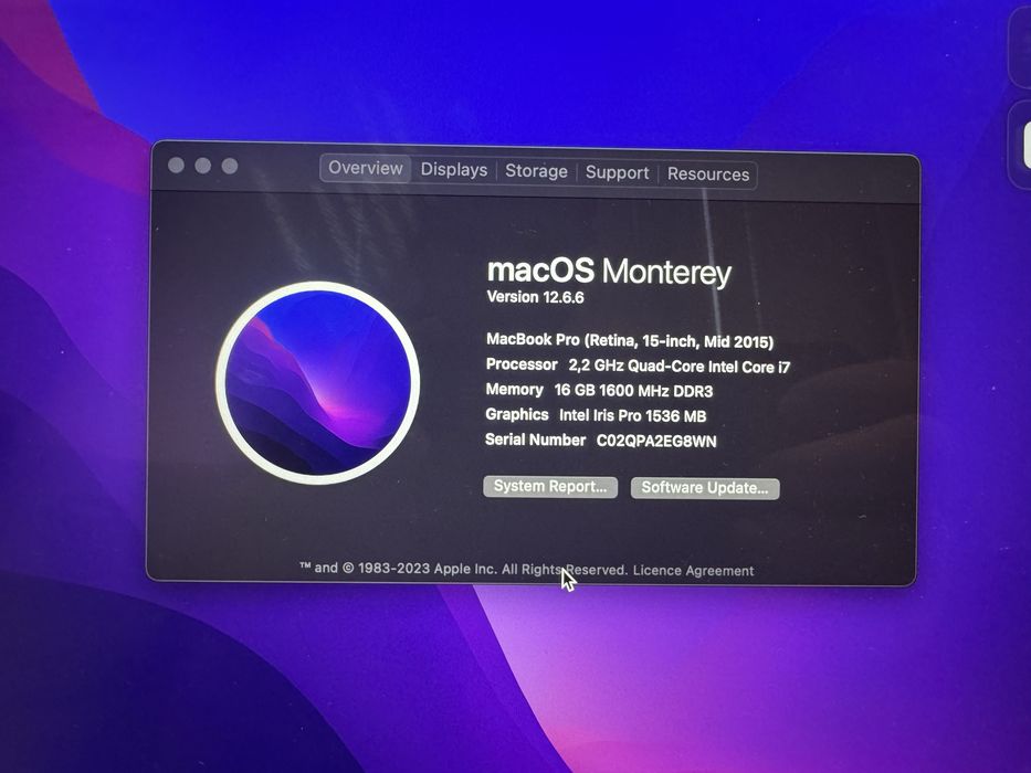 Macbook Pro Retina Mid 2015 15 INCH