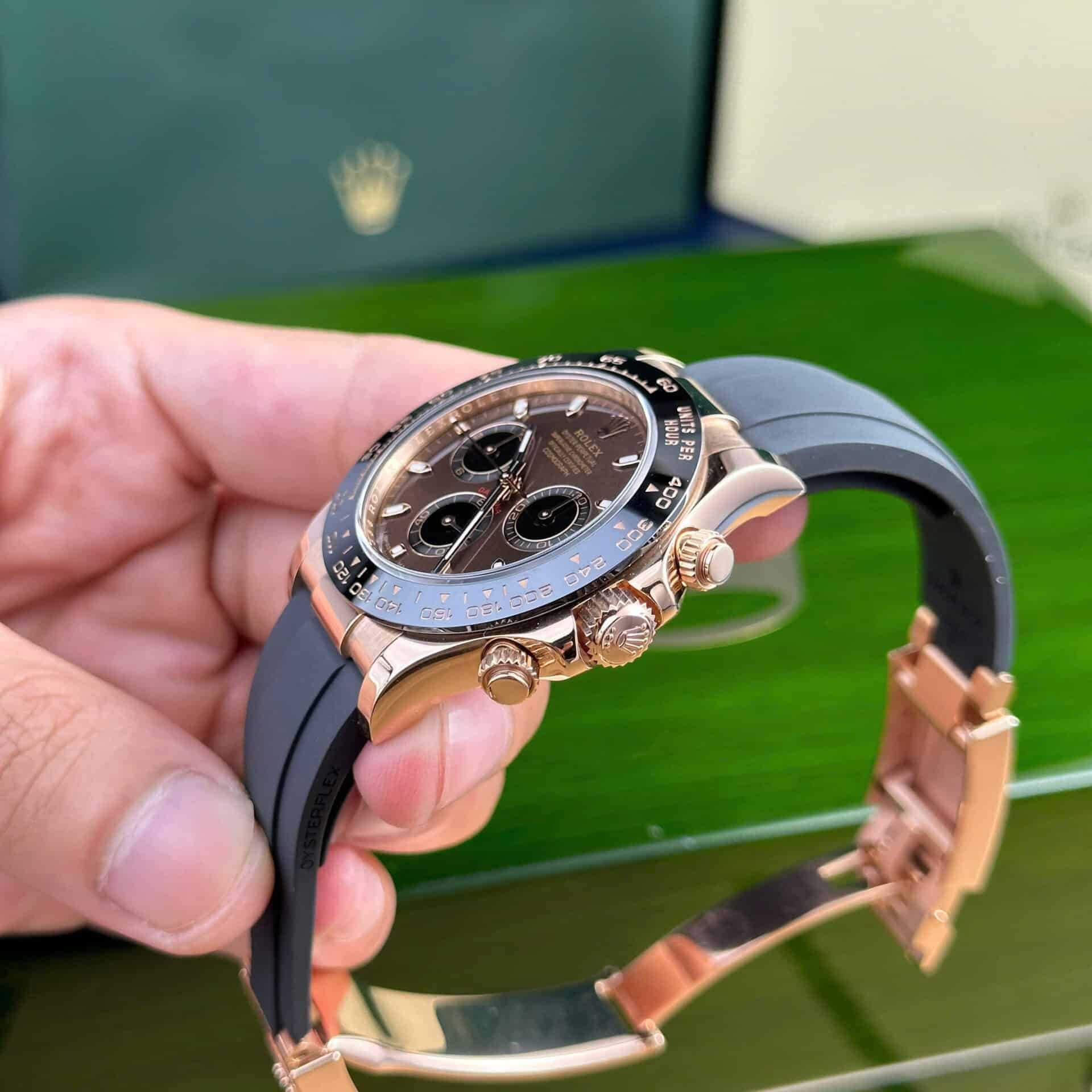 rolex daytona розово злато / шоколадов циферблат