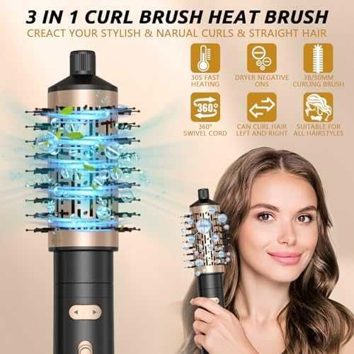 Нов Йонен Сешоар с Термо Четка, 2 Глави, 850W за Обем и Къдрици жени