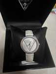 Guess White Matt Watch with Gemstones/ Guess бял часовник с камъчета