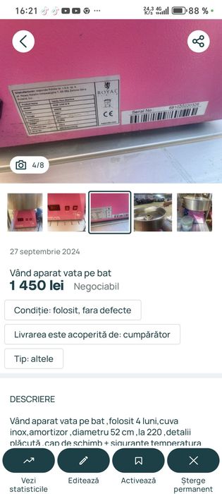 Vând aparat vata de zahar