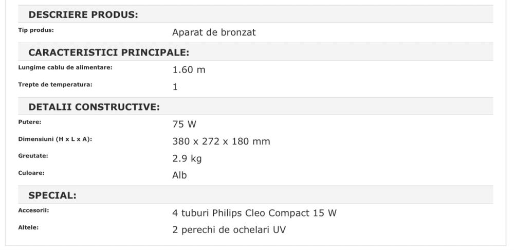 Aparat de bronzat facial Philips