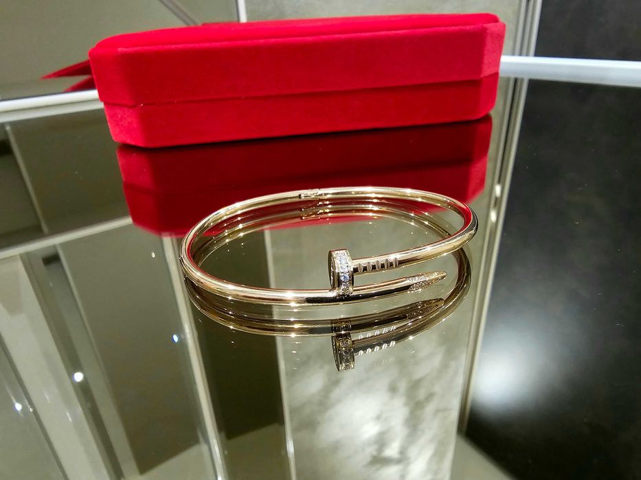 CARTIER Nail Juste un Clou Small Thin Rose Gold Diamonds Гривна Пирон