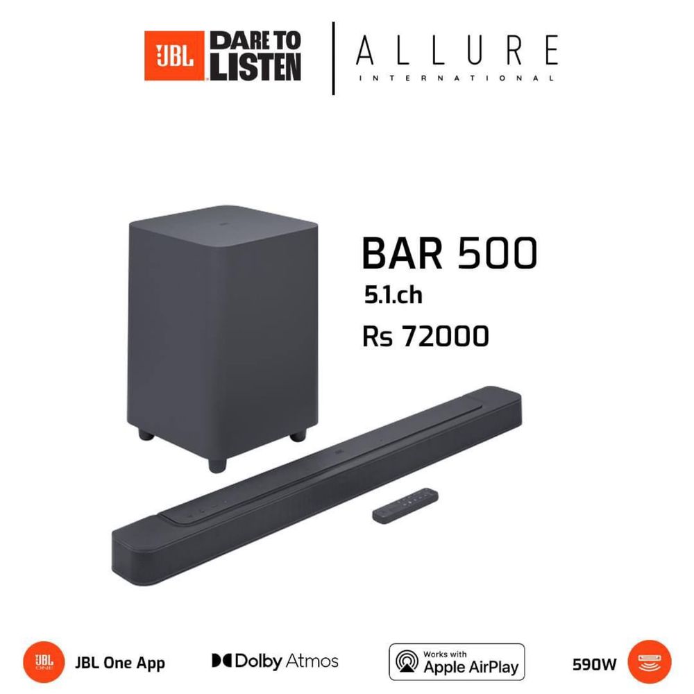 Стильный саундбар JBL Bar 500 Домашний Кинотеатр 590W