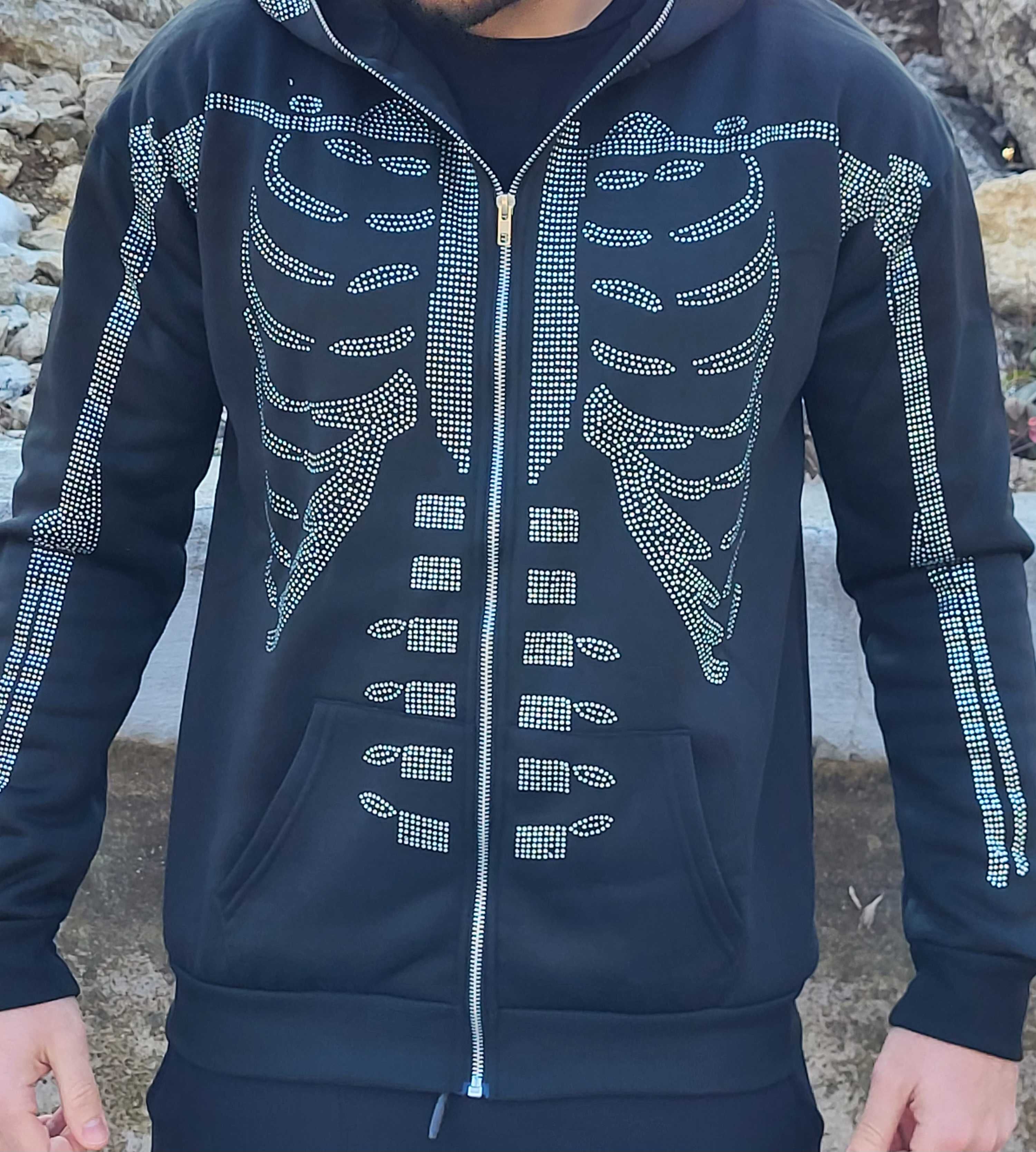 Hanorac Skeleton ZipUp/Hoodie Alb, negru, albastru UNISEX S/M/L/XL/2XL