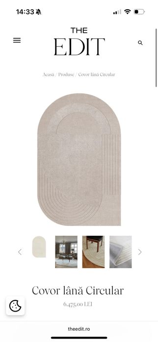 Covor lana oval Layered, culoare bone white