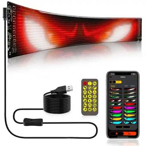 ТАБЛО LED дисплей с матричен панел, черен, USB зареждане, 12*59.5 cm