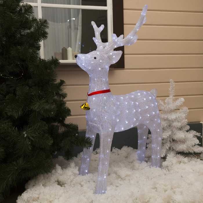 Луксозен акрилен светещ елен 130 см х 1 м LED  външна декорация