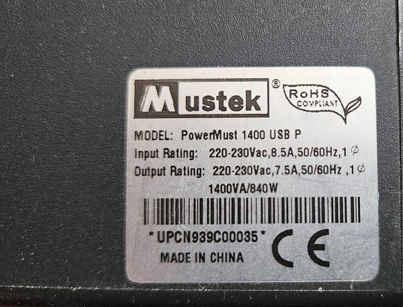 UPS putere 840W Mustek PowerMust 1400 USB P