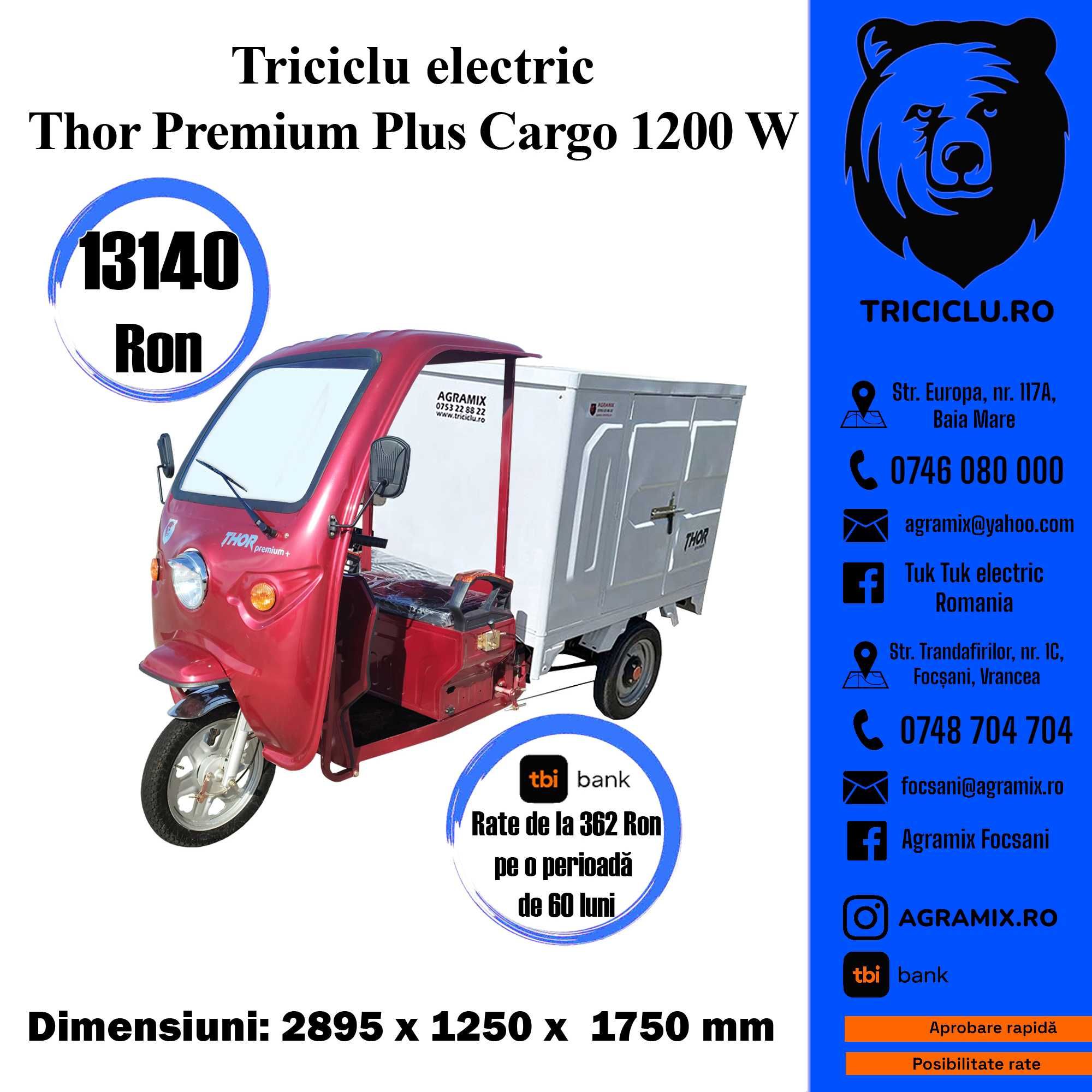 THOR PREMIUM-PLUS triciclu electric cu cabina nou Agramix