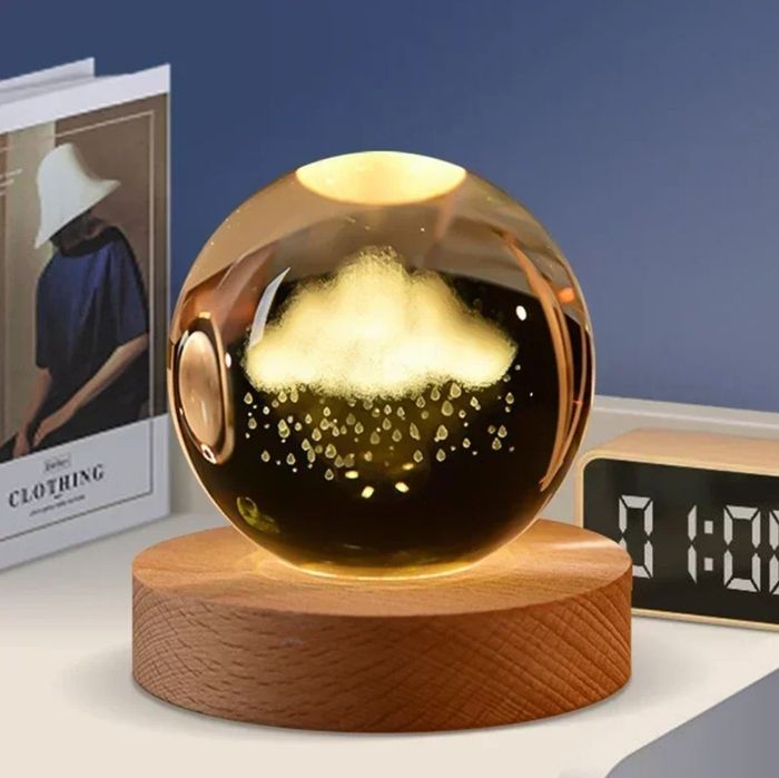 Lampă USB Glob cristal K9. Gravat laser. Lumină caldă. Diferite modele