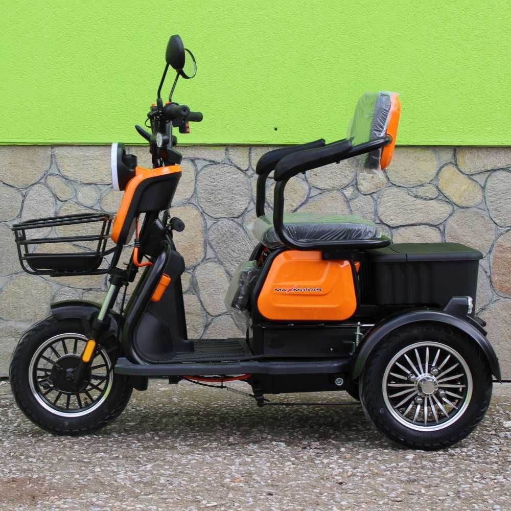 Триместна Електрическа Триколка MaxMotors X1, 1500W, 48V/20Ah, ORANGE
