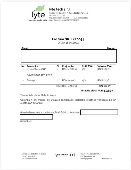 Acumulator 48v 80ah LifePO4 Lyte eStack 4880 4kwh - fotovoltaic