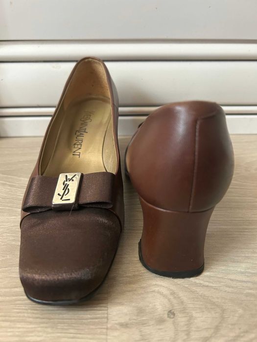Pantofi vintage Yves Saint Laurent – piele + mătase – mărime 38