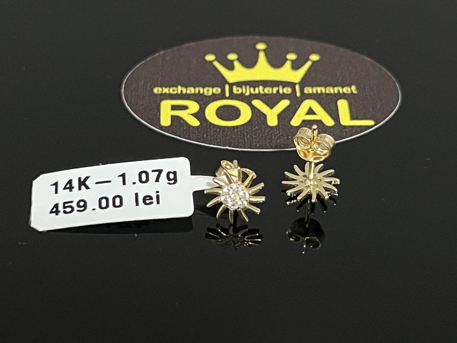 Bijuteria Royal CB : Cercei soare aur 14k 1,07 grame