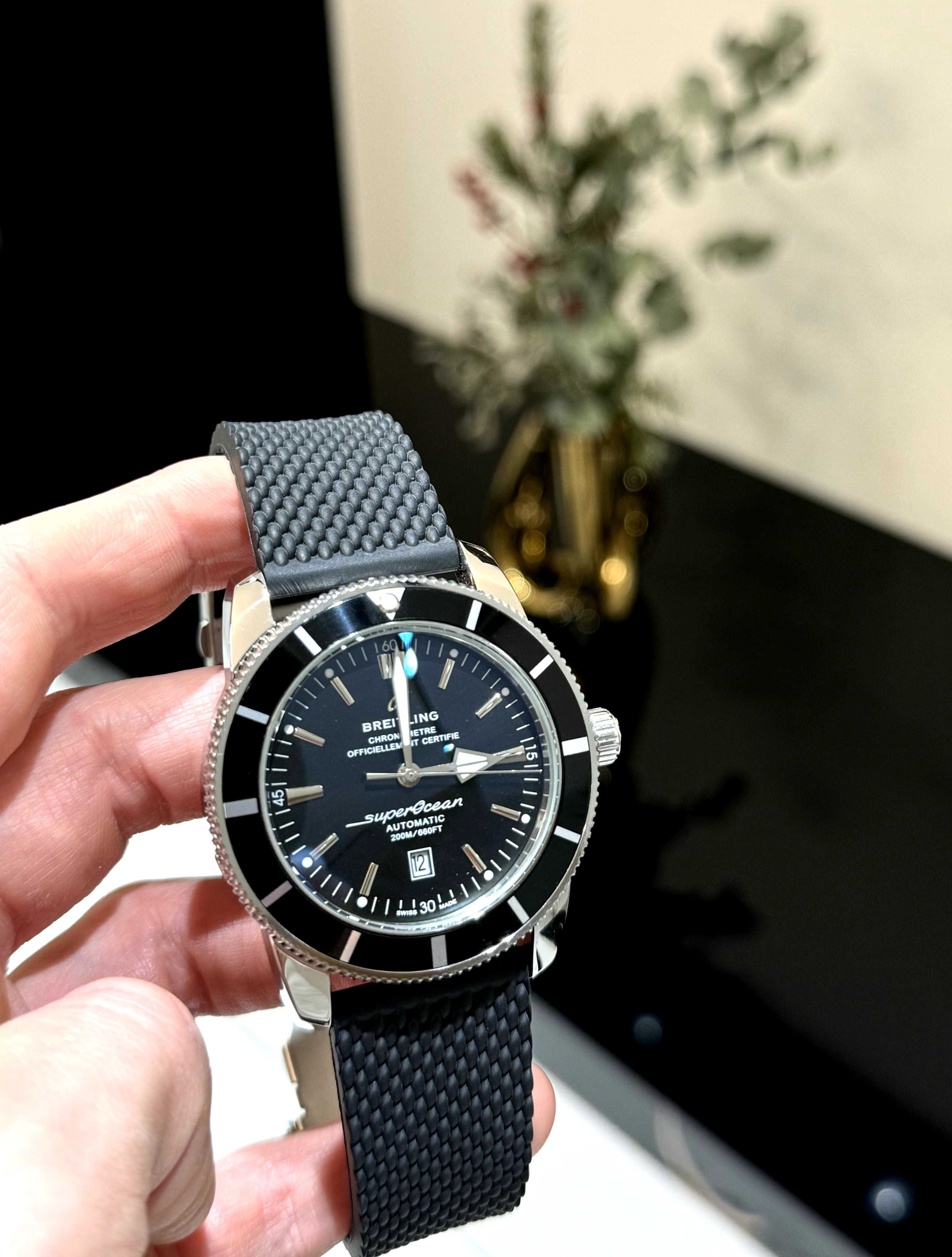 breitling superocean silver black