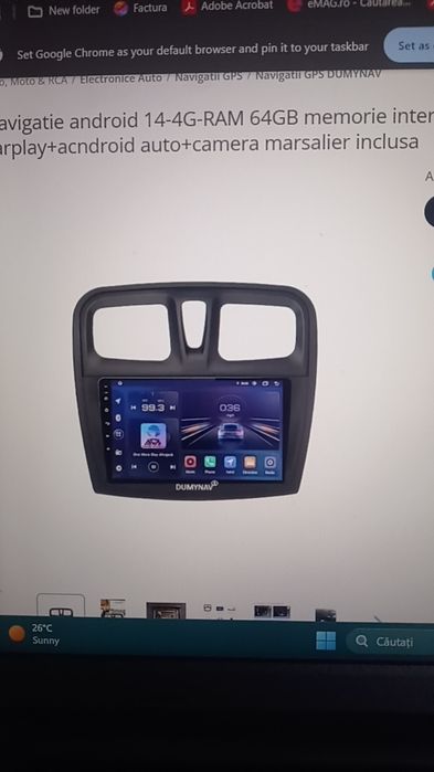 Navigatie android 14-4G-RAM 64GB memorie interna Dacia Logan,2 Sandero