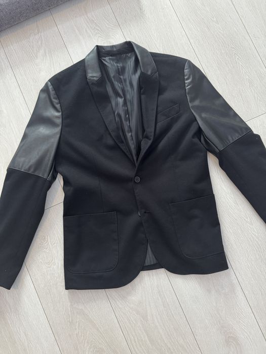 Sacou Zara Man Original - Maneci si guler din piele