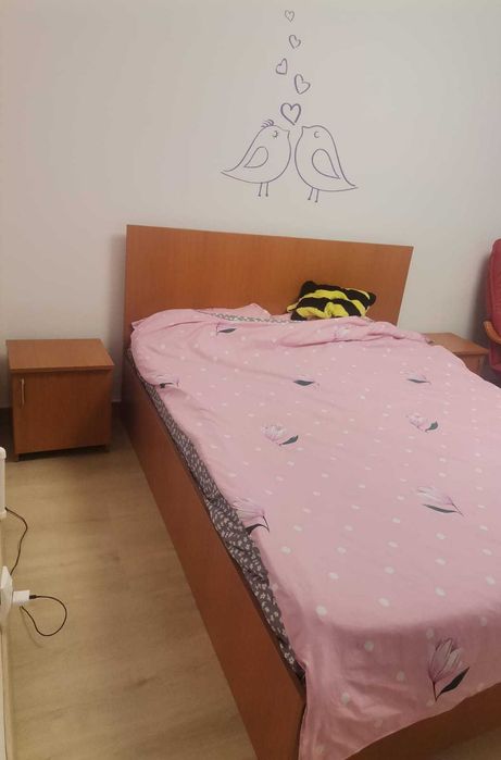 Pat 160x200 fara saltea și 2 noptiere