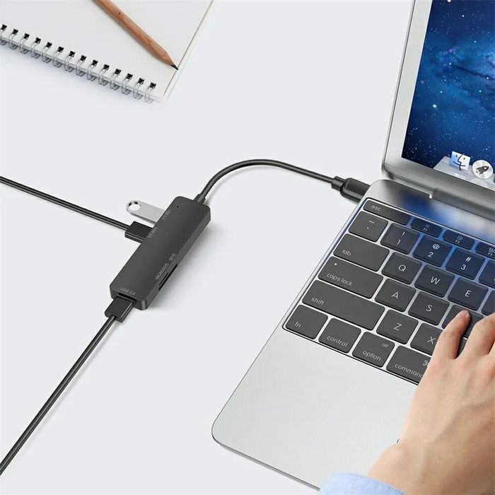 Четец на карти USB C ХЪБ 5 в 1 за мобилен телефон и компютър с SD, TF