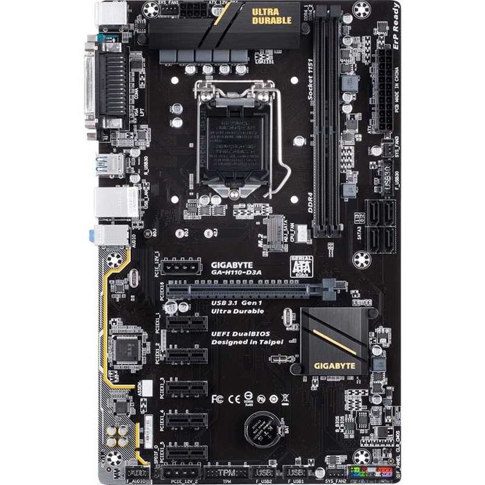 Placa de baza Gigabyte H110-D3A, LLA 1151, DDR4, nou