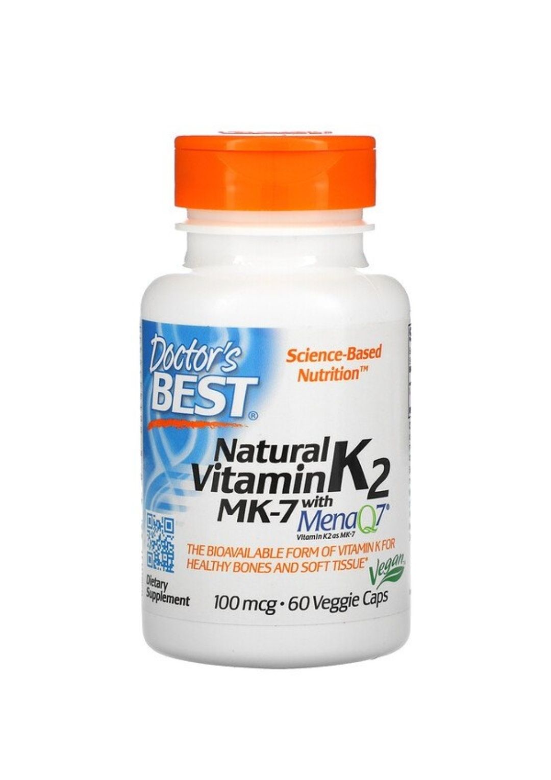натуральный витамин K2 MK-7 с MenaQ7, 100 мкг, 60  капсул